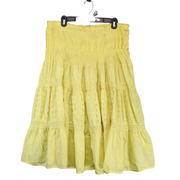 Speed Control Yellow Tiered Midi Skirt Plus Sz 3X Elastic Waist Smocked Peasant - Picture 1 of 10